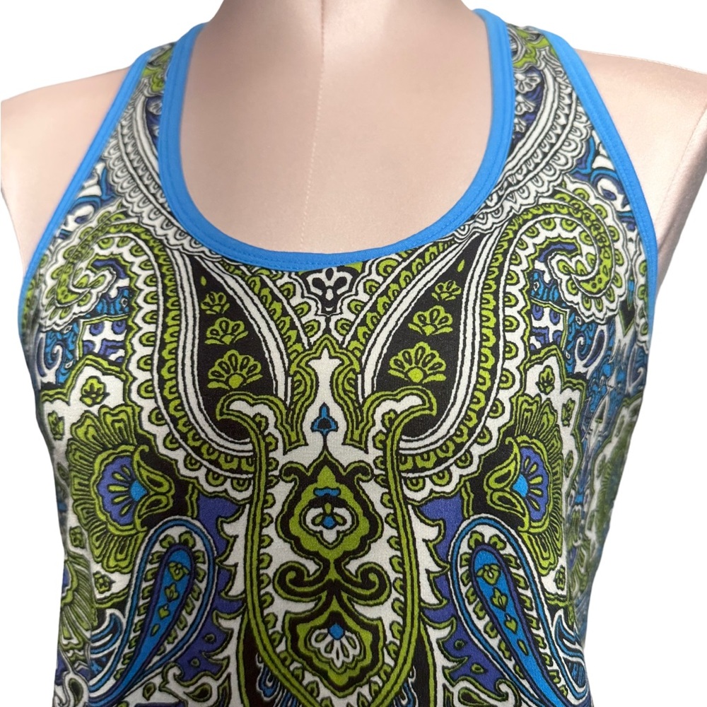 Athleta top paisley print in blue tones. Size S - Picture 2 of 11